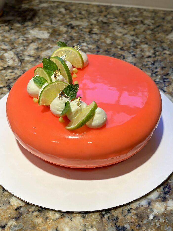 Lime/Strawberry Entremet For My Grandmother’s Bday!