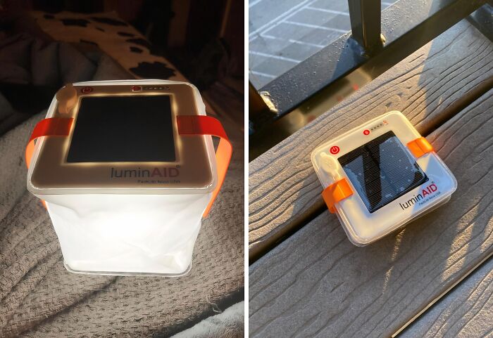 "Inflatable solar lanterns are great because they recharge during the day." - cloudshaper