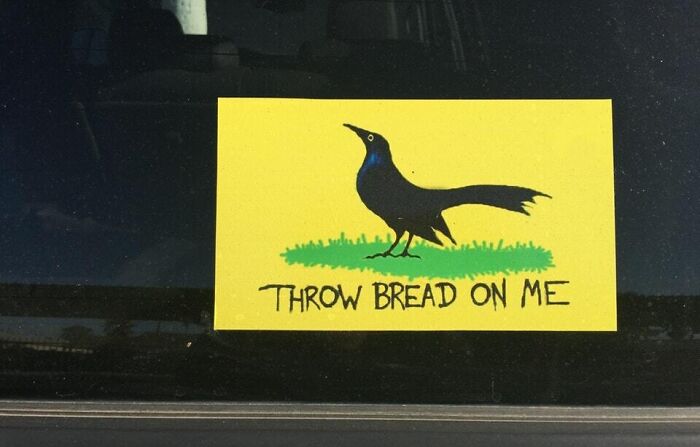 "Don't Tread On Me" Parody Bumper Sticker Says "Throw Bread On Me"