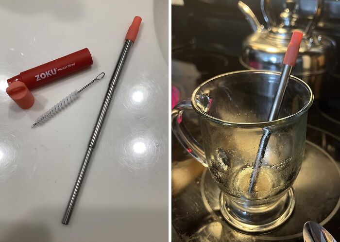 No More Awkward Fumbling For A Straw At The Airport! This Reusable Metal Straw With Case Is Always Ready For Action, No Matter Where Your Travels Take You