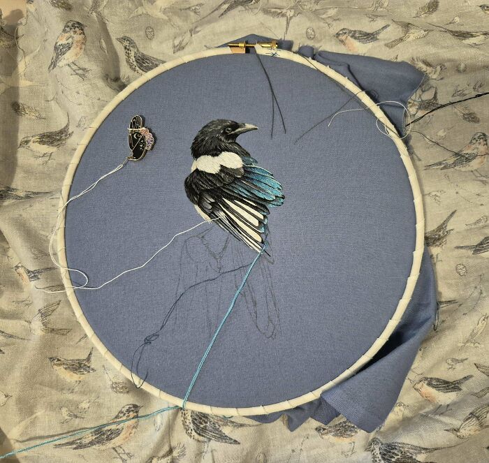 Nothing Goes Together Like Embroidery And Iridescent Feathers 🪶 (Wip)