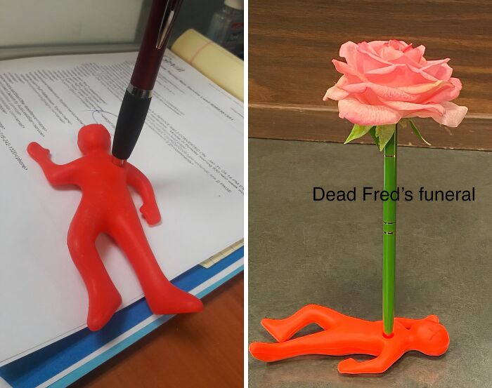 Finally, A Pencil Holder That Understands The Existential Dread Of Office Life. Meet Dead Fred, Your New Desk Buddy.