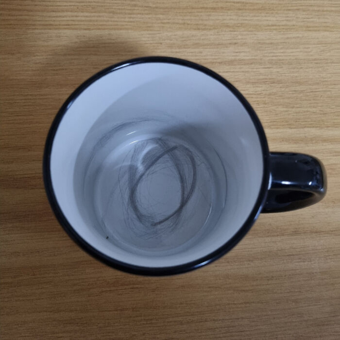 Cup I've Been Using For A Few Years Shows The Consistency Of Tea Stirring