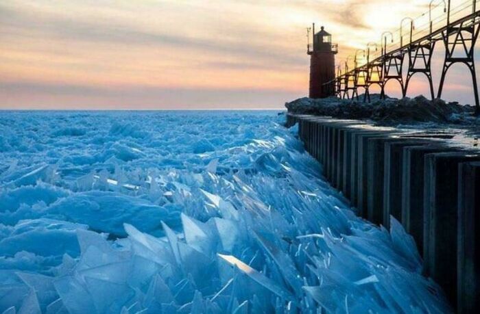 Ice Shards In Lake Michigan