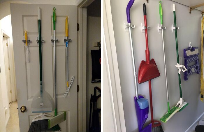 Taming The Wild Mop And Broom Jungle In Your Closet? This Wall Mount Broom And Mop Holder Will Bring Order To The Chaos And Free Up Some Valuable Floor Space