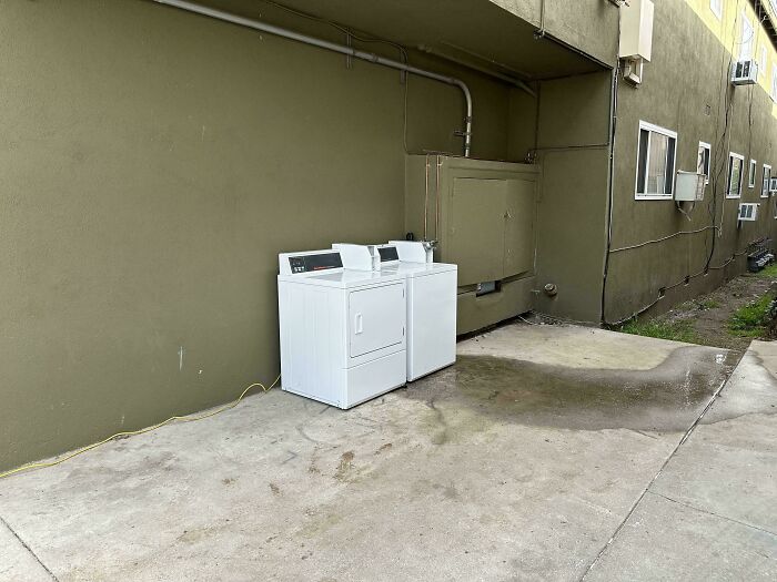 Landlord Is Converting The Common Areas (Parking And Laundry) Into Additional Units. Introducing The New "Open Air" Laundry Room