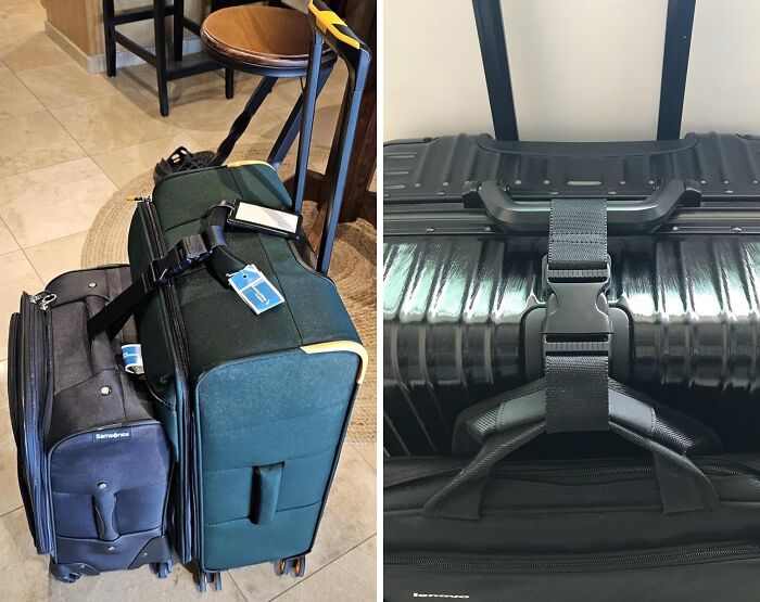 Juggling Multiple Suitcases At The Airport? This Luggage Set Strap Lets You Become A One-Person Luggage Train, No Superhuman Strength Required