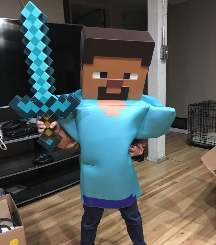 Block Out The Competition And Mine For Compliments In This Pixelated Steve Classic Minecraft Costume 