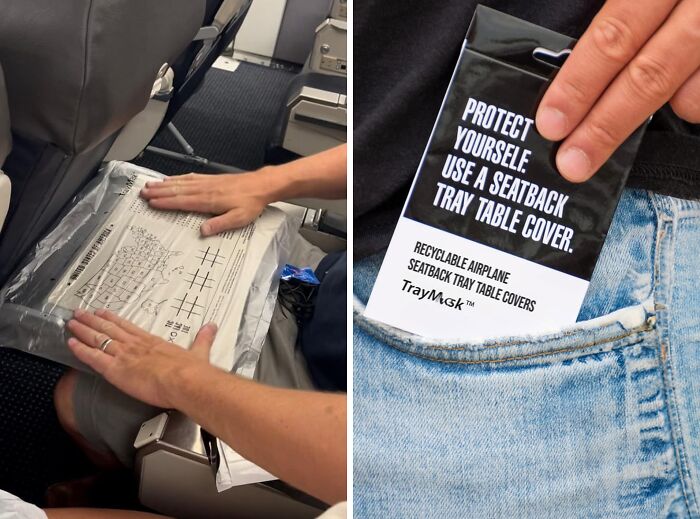 Turn Your Airplane Tray Table Into A Germ-Free Zone With These Disposable Tray Table Covers - Perfect For When You're Feeling A Little Extra Cautious About Cooties