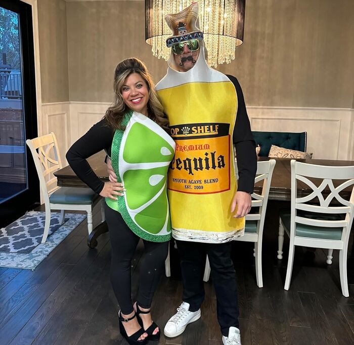 Take A Shot At Being The Most Spirited Pair At The Bash With This Tangy Tequila Bottle & Lime Slice Couples Costume 