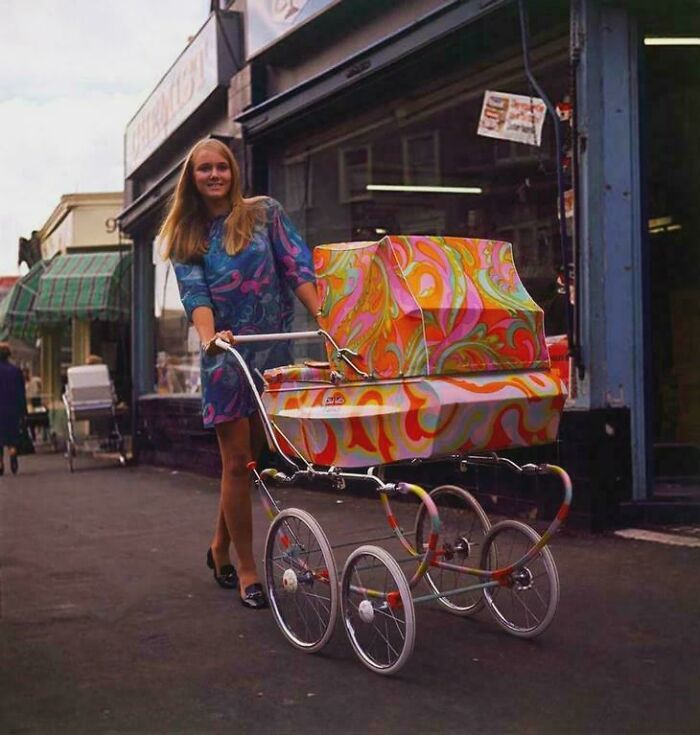 Mom With Her Psychedelic Baby Pram, London, 1967