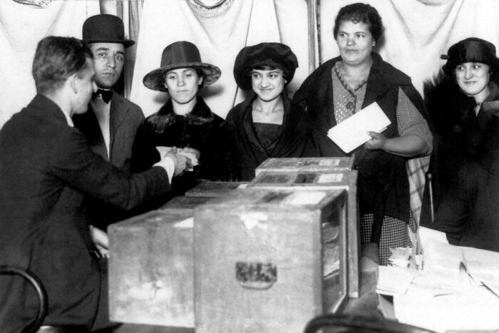 1920: Women Line Up To Vote For The First Time In New York After The Passage Of The 19th Amendment