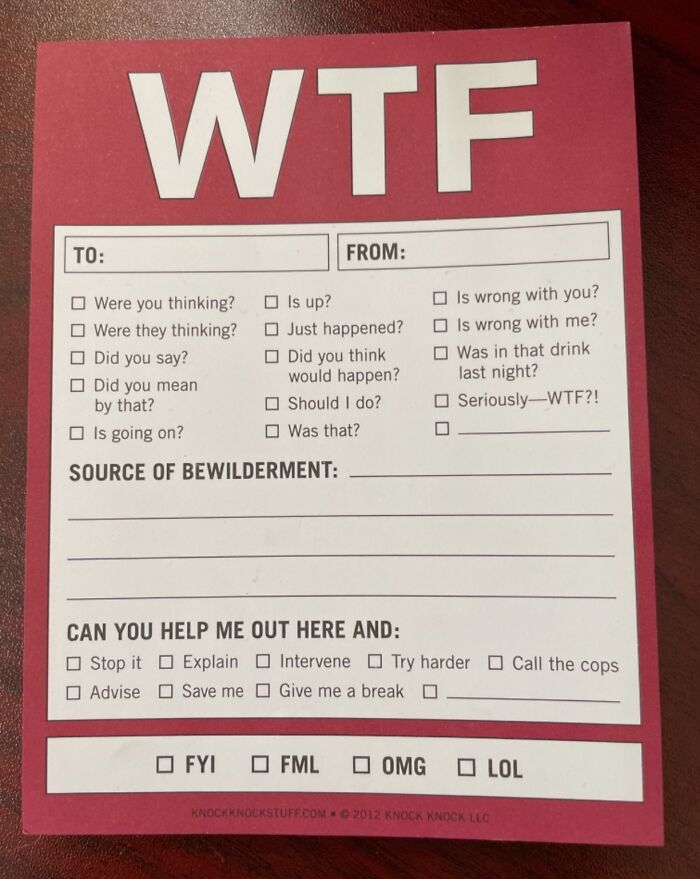 Need To Remind Your Roommate To Do The Dishes? This Knock Knock Wtf Notes Memo Pad Will Get The Message Across Loud And Clear