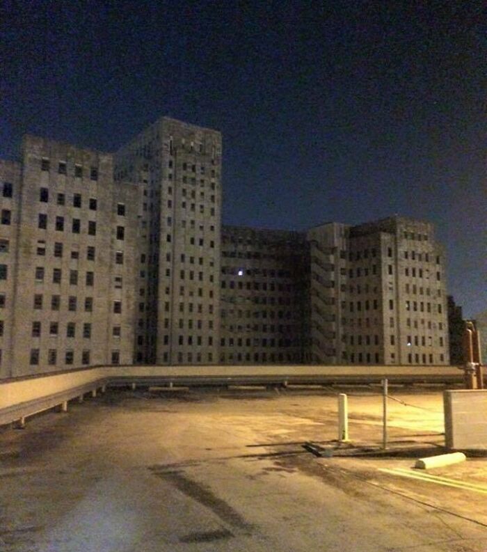 Abandoned Hospital, No Power, No One Inside For Decades. A Light Always On In One Window