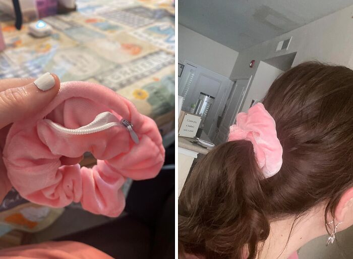 Keep Your Secrets Under Wraps (And In Your Hair) With These Zipper Scrunchie Safes