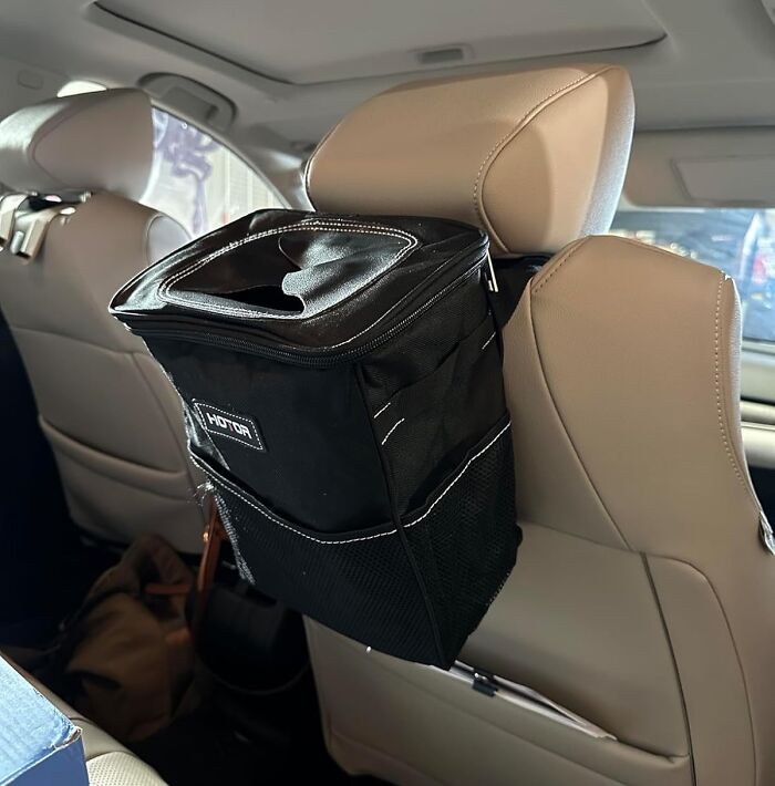 Road Trip Snacks, Receipts, And Random Wrappers? No Problem! This Car Trash Can Keeps Your Car Tidy And Organized, Even On The Messiest Adventures