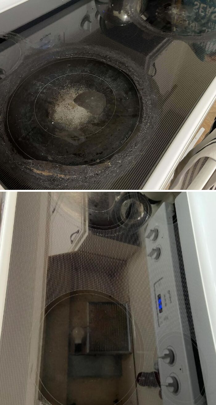 Moved Into New Rental W. Dirty Stove. Contacted Maintenance. “Cleaned” Again, Claimed Did All They Could. So I Did It Myself. Swipe To See!!