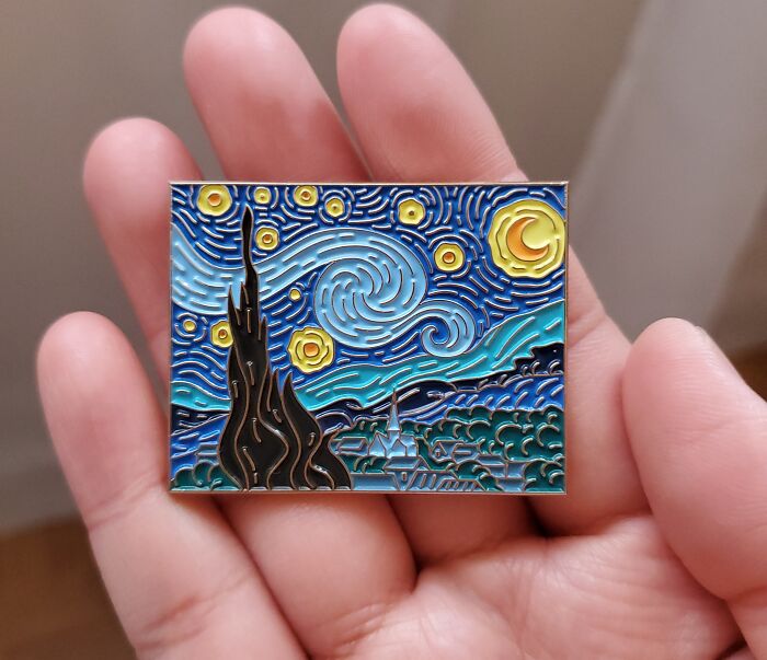 Who Needs A Museum When You Can Wear A Masterpiece? This Starry Night Pin Will Add A Touch Of Culture To Any Outfit 