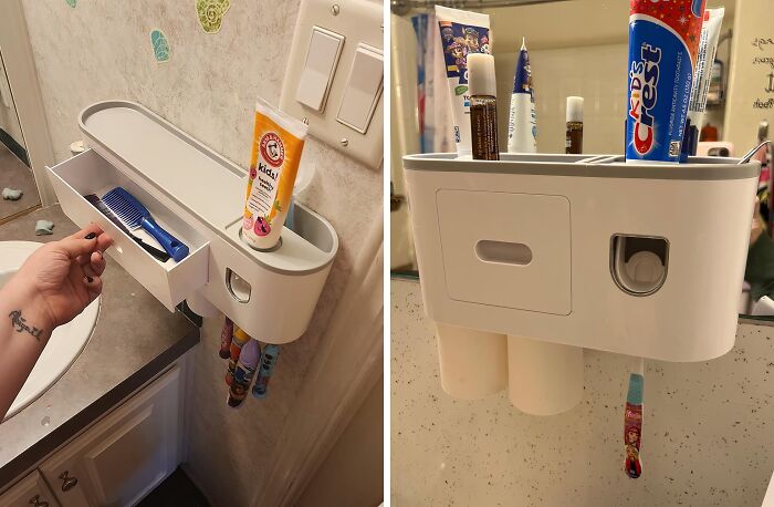 Lazy Mornings Just Got A Whole Lot Easier! This Toothbrush Holder With Automatic Toothpaste Dispenser Will Have You Brushing Your Teeth With One Hand Tied Behind Your Back