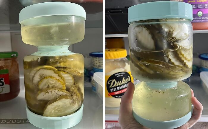 Soggy Pickle Fingers? Not Anymore! This Pickle Jar With Strainer Flip Lets You Grab Your Pickles Without Swimming In The Juice