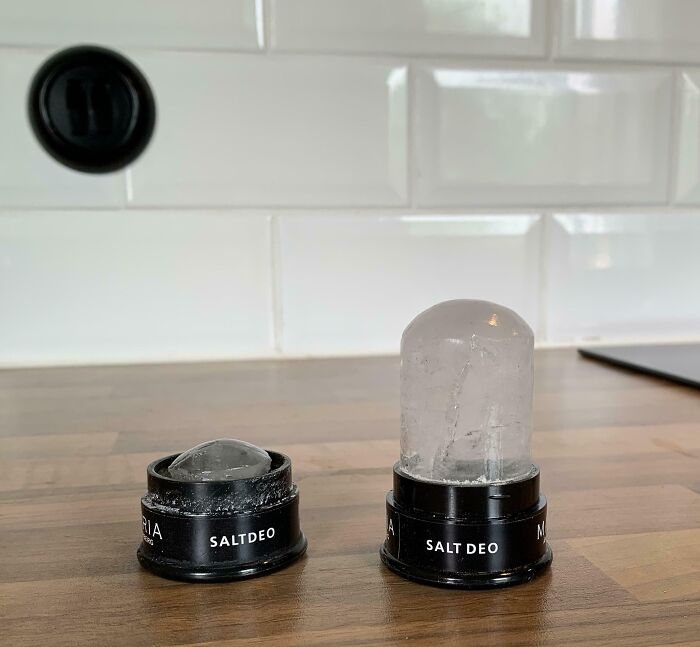 My Salt Rock Deodorant After Five Years Of Almost Daily Usage vs. A New One