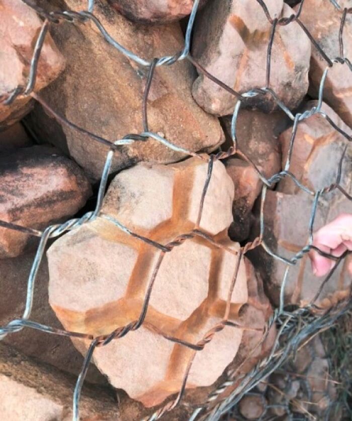 The Pattern This Wire Fence Wore Onto The Rock Over The Years (From A Local Mountain Trail)