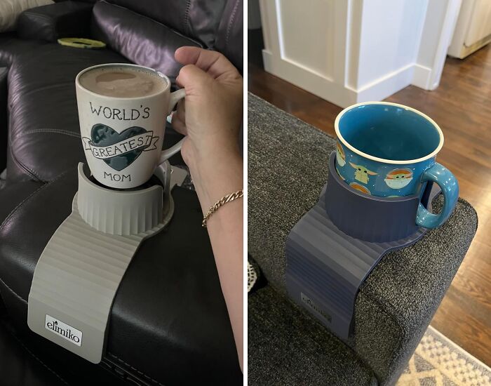 Spills On The Couch Got You Living On The Edge? This Couch Cup Holder Will Keep Your Drinks Secure, Even If Your Dog Decides To Use Your Sofa As A Trampoline