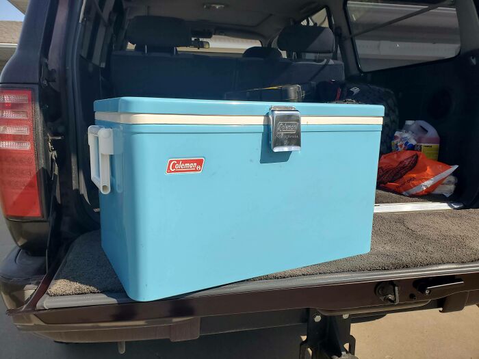 Colman Snow-Lite Low Boy Cooler From The 60s. Gifted To Me From My Grandparents Who Picked It Up From A Thrift Store Nearly 20 Years Ago. Still Holds Ice For Nearly A Week!