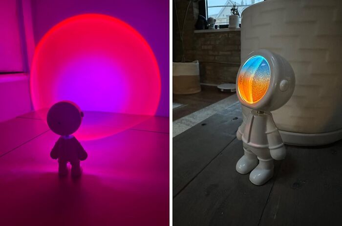 Blast Off To A Galaxy Of Relaxation With This Astronaut Sunset Lamp Projector