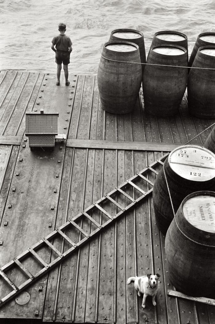 Rhine River Boat Transporting Whisky, Düsseldorf, Ca. 1957 - By Leonard Freed