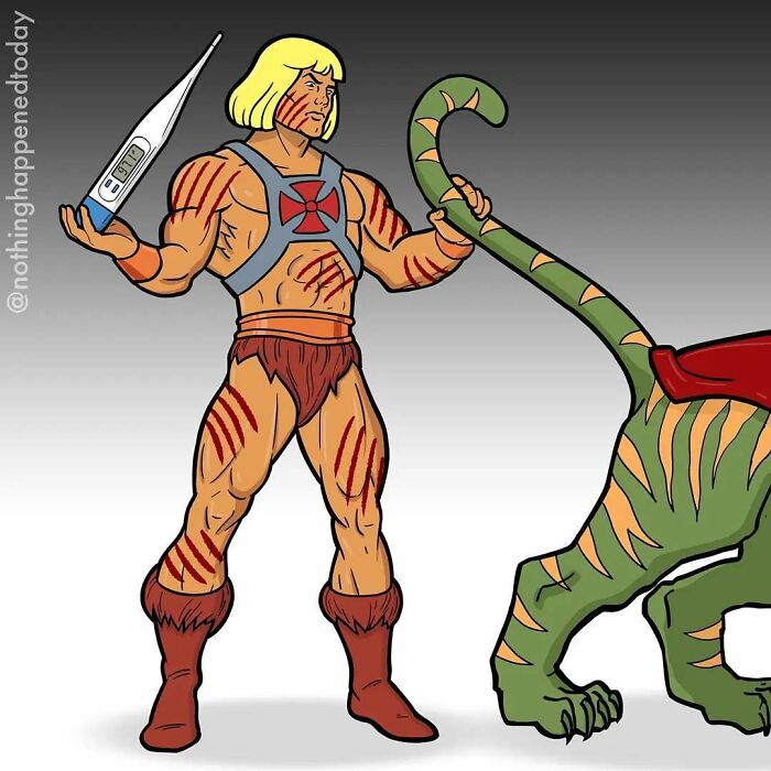 Artist Reveals What He-Man And His Faithful Battle Cat Do When They're Not Saving Their Planet (13 Pics)