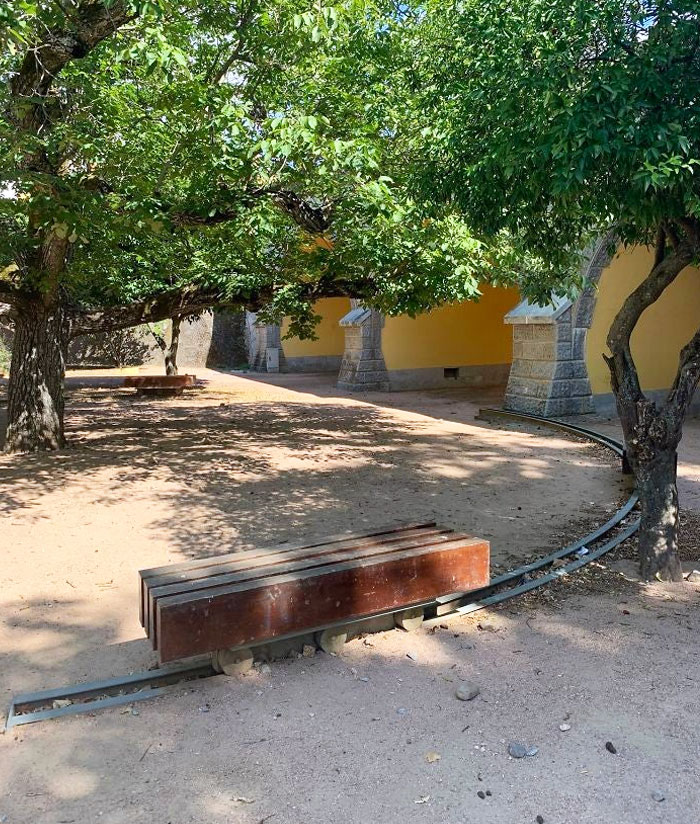 Putting Rails Under A Bench So You Can Always Be In Shade