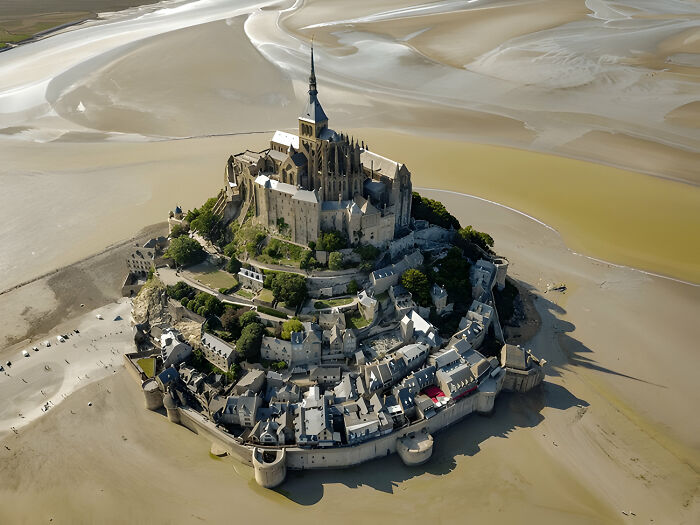 Drone View Of Mont Saint Michel