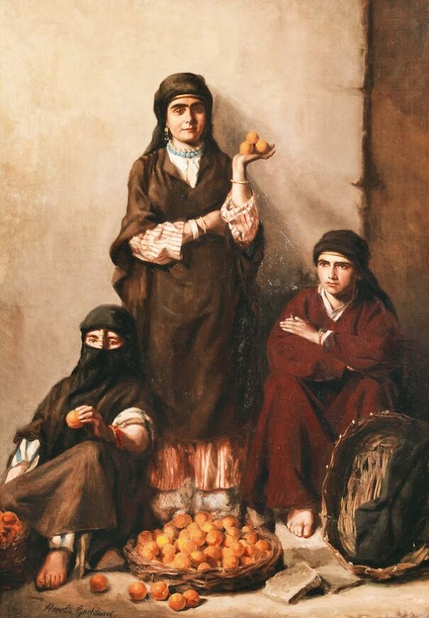 01 Painting By Orientalist Artists, Amelia Goddard's The Orange Sellers, With Footnotes, #96