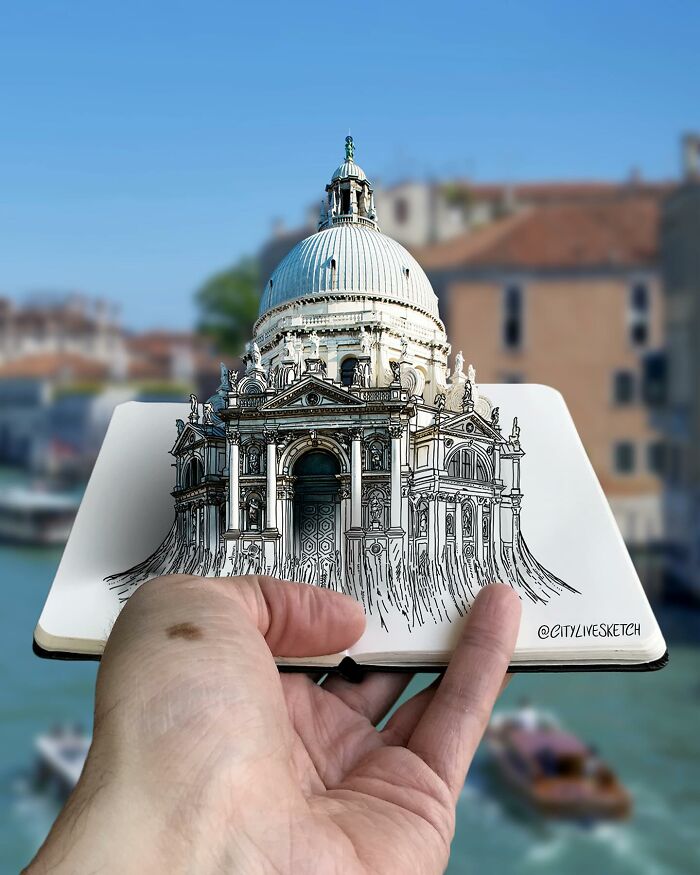 Artist Creates Mind-Bending Photographs By Blending Drawings With Reality