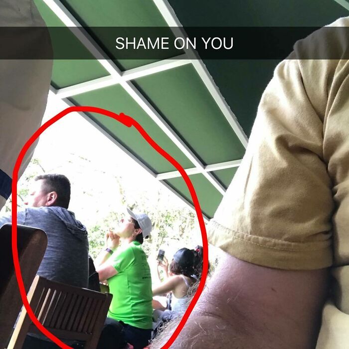 This Was At The Cafe In Machu Pichu. These Two Bought No Food Or Drink But Took The Prime Viewing Spot And Put Their Bags Down On A Third Chair In Between Them, So No One Could Sit There