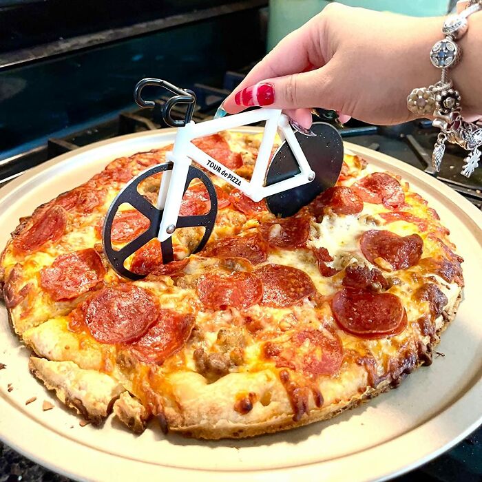 This Bicycle Pizza Cutter Will Have You Slicing Through Pizza Faster Than Lance Armstrong On A Downhill Sprint! 