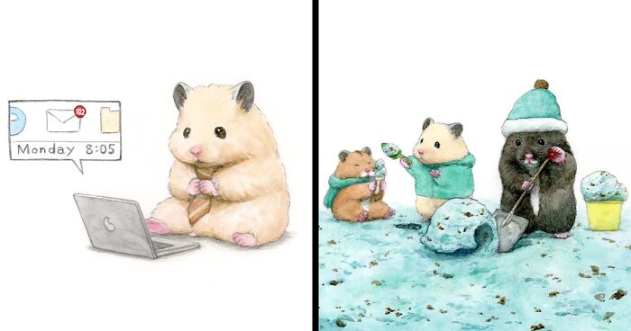 25 Wholesome Illustrations Of A Hamster Named Sukeroku By Gotte (New Pics)