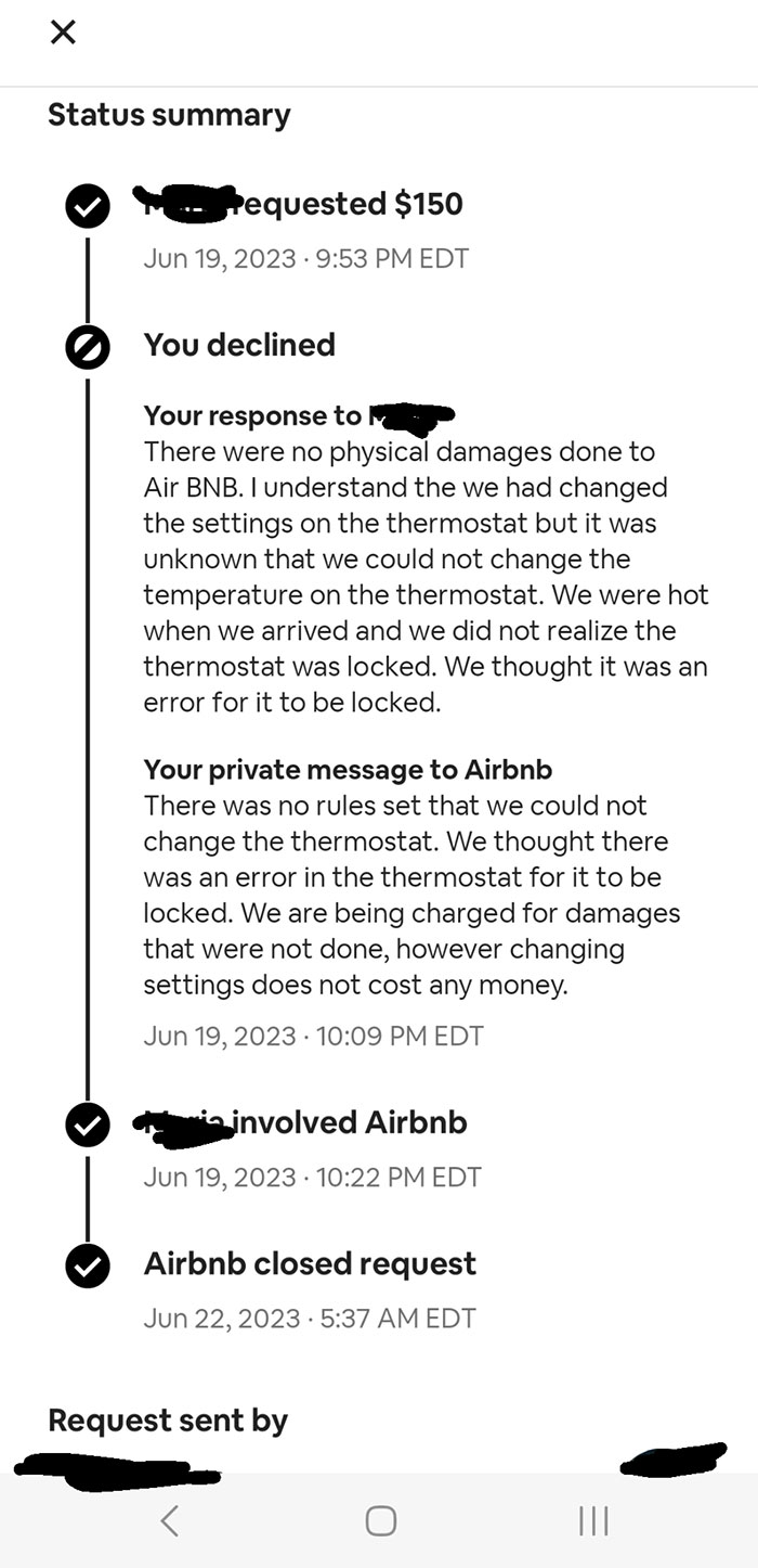 Airbnb Host Tried To Charge Us For Changing Settings On A Thermostat