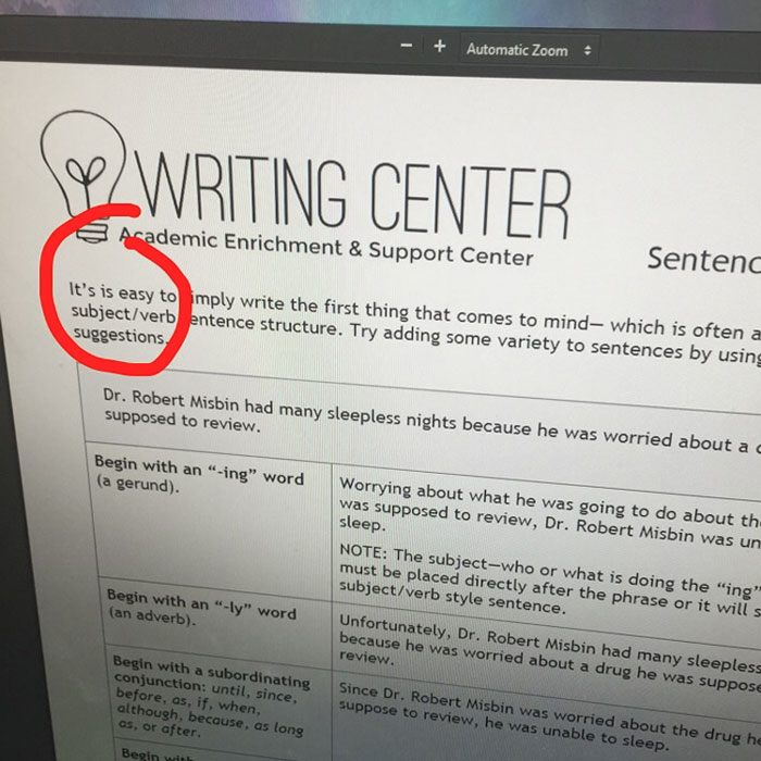 There Was A Typo In The First Sentence Of My School's Guide To Careful Writing