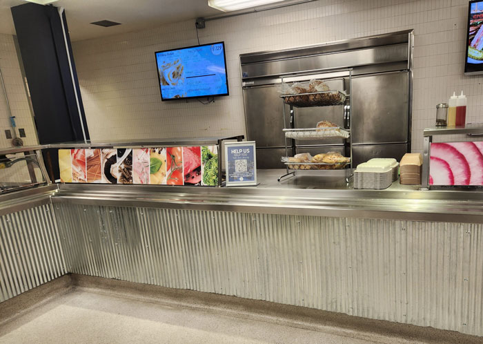 School Cafeteria Has "Build Your Own" Options, But Covered The Glass So You Can't See The Options