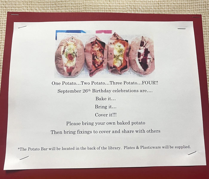 The Bring Your Own Potato Bar Hosted By My School For Teacher Appreciation. At Least They're Providing Plates