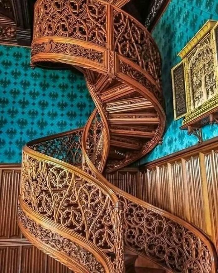 A Gothic-Styled Spiral Staircase Carved From A Single Tree In 1851, In Lednice Castle, Czech Republic, As A Symbol Of Progressing Toward The "Ultimate Step", With Our Goals