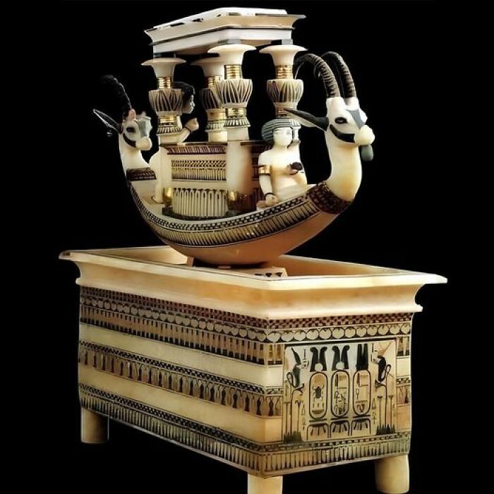 Discovered By Howard Carter In 1922, The Exquisite Alabaster Ship From Tutankhamun's Tomb Hails From The 14th Century Bce, Making It An Astonishing 3,300 Years Old