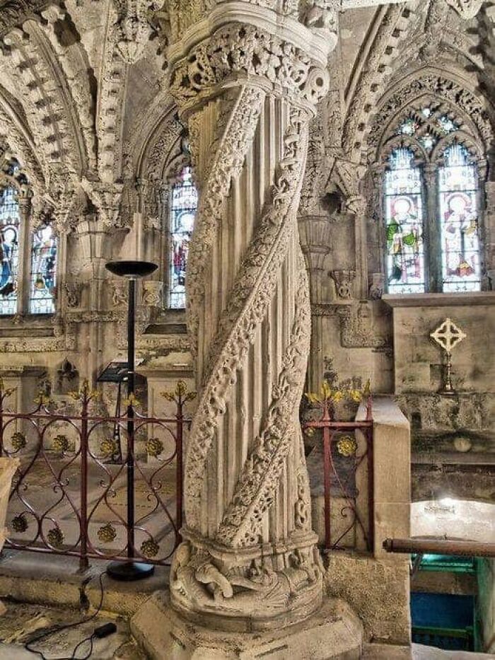 The Extraordinary ‘Apprentice Pillar’, As It Is Known Today, Is Probably The Most Famous And Unique Feature At Rosslyn Chapel, Dating Back To 1480's. (Scotland)