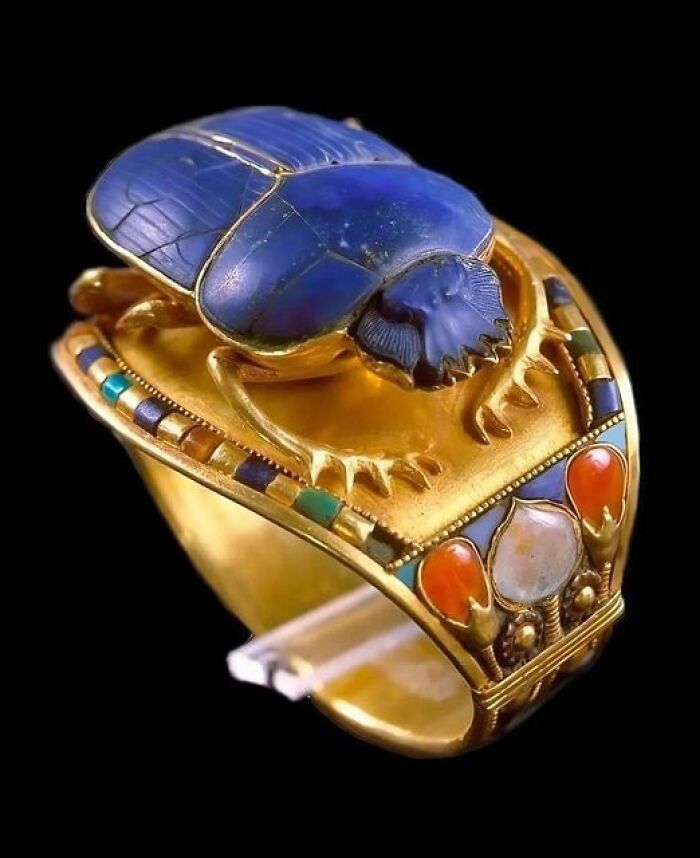 Circa 1332 Bc, The Scarab Bracelet Of Tutankhamun, From The Tomb Of Tutankhamun In The Valley Of The Kings, Luxor, Egypt