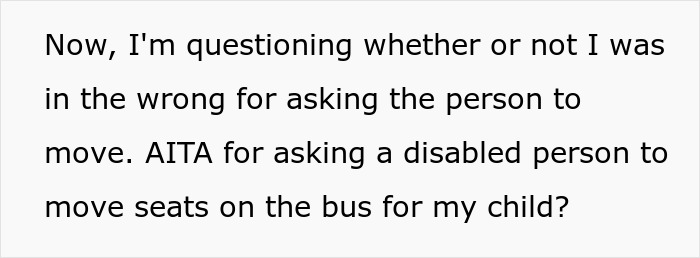 Mom Is Livid After Disabled Person On Bus Refused To Move So She Could Sit Together With Her 5YO