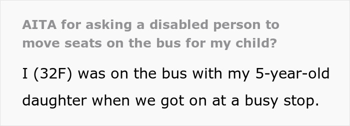 Mom Is Livid After Disabled Person On Bus Refused To Move So She Could Sit Together With Her 5YO