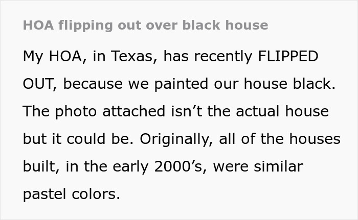 HOA Karen Loses It After Family Paints House Black, Demands Immediate Repaint