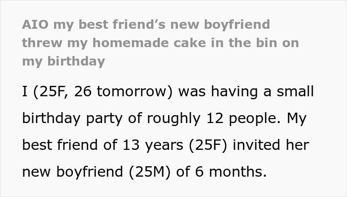 Woman Bakes Her Own B-Day Cake For Party, Friend's New BF Slams His Slice In The Trash